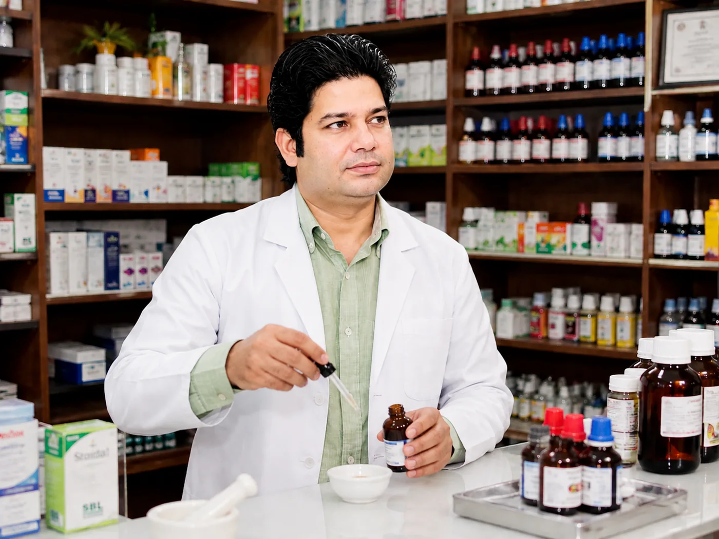 Homeopathic consultation and dispensing at the clinic